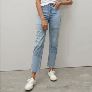 Everlane The Curvy ‘90s Cheeky Straight Jeans Patchwork Light Wash Women’s 28